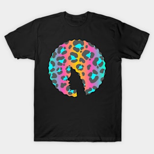 Afro Hair Woman with Animal African Pattern, Black History T-Shirt